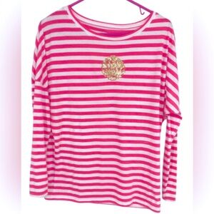 Lilly Pulitzer Tina Pink Stripes Top Size M
